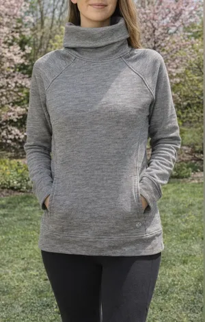 Lululemon Athletica Cowl Neck Pullover Heather Grey Black Cozy Funnel Neck thumbnail 2