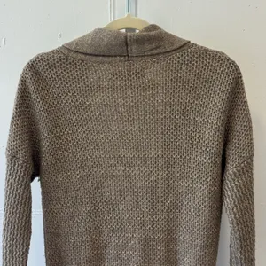 LOFT Bronze Metallic Shawl Collar Zip Up Cardigan Sweater Medium Knit Wool Blend thumbnail 5