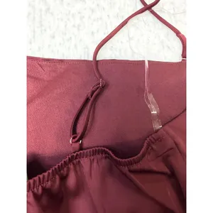 Wild Fable‎ Burgundy Satin Babydoll Camisole Top Rhinestone Straps Small NWT thumbnail 4