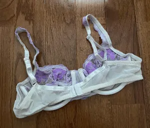 Y2k vintage embroidered lavender victoria’s secret balconette mesh bra thumbnail 2