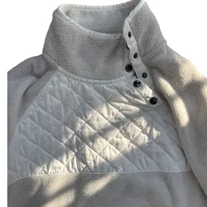 Abercrombie &‎ Fitch Cream Fleece Pullover M Minimalist Neutral Winter Essential thumbnail 3