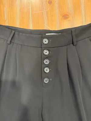 Anthropologie Sasha Button Fly Pockets High Rise Black Taper Women's Pants US 4 thumbnail 3