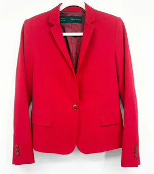 Zara Basic Womens Red Tailored Single Button Office Siren Career Blazer Size M thumbnail 1