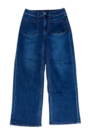 Quince Stretch High Rise Patch Pocket Wide Leg Jeans Midnight Blue 27‎ thumbnail 1
