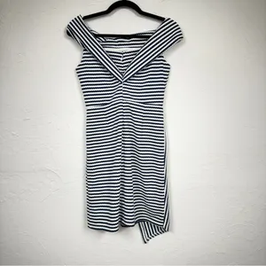 Hutch Blue White Striped Off Shoulder Asymmetrical Mini Dress Womens S Preppy thumbnail 11
