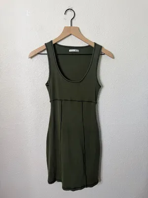 Reformation Jeans Olive Green Ribbed Tank Dress Womens Size XS‎ thumbnail 2