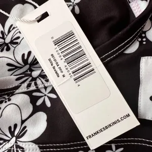 Frankies Bikinis Black White Floral Sports Bra, S thumbnail 9