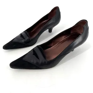 Tods Kitten Heel Pumps Womens‎ 36 Black Leather Suede Pointed Toe Office Siren thumbnail 3
