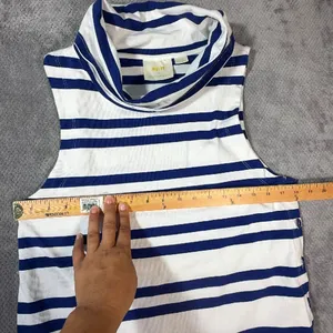 Maeve Anthropologie Blue White Sailor Striped Sleeveless Cowl Neck Button Top M thumbnail 7