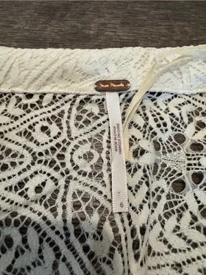 Free People Ivory White Uptown Lace Long Sleeve Mini Dress thumbnail 8