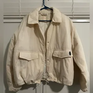 FP MOVEMENT Off The Bleachers Coaches Jacket M Layering Lightweight Boho Cream thumbnail 4