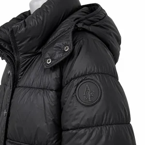 Abercrombie & Fitch Black Puffer Jacket Detachable Hood Water Resistant Medium thumbnail 5
