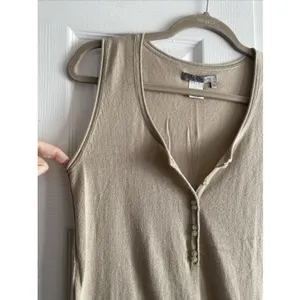 Tex‎ by Max Azria Henley Tank Top Womens XS Beige Knit Cotton Modal Size XS thumbnail 5