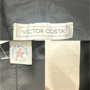 Victor Costa Vintage 1980s Black Ruched Strapless Lace Hem Gothic Cocktail‎ Sz 6 thumbnail 11