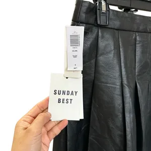 Aritzia Sunday Best Olive Faux Leather Mini Skirt 79473 Black Size‎ 6 Pleaded thumbnail 4