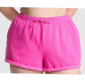 VICTORIA'S SECRET PINK Campus Fleece Rolled Hem Shorts High Rise Relaxed Fit L thumbnail 1