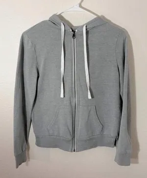 vintage light grey zip up hoodie thumbnail 1