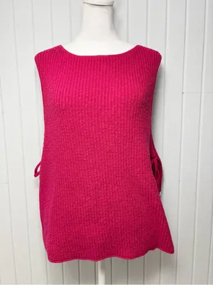 FREE PEOPLE‎ Lizzie Rib Side Tie Sleeveless Cotton & Linen Blend Sweater Size L thumbnail 2