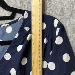 Love Sadie Polka Dot‎ Surplice Blouse Navy Blue White Flutter Sleeve Large thumbnail 3