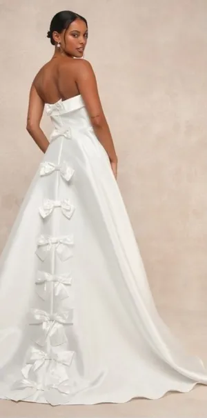 LULU's Wedding Bridal Elegant Sexy Chic Sophisticated Strapless Maxi Gown thumbnail 1