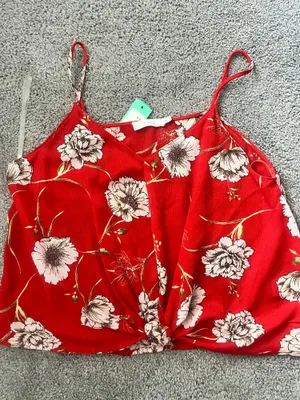 Lush Clothing Red Floral Tank Top thumbnail 3