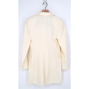 Zara Collared Plunge Blazer Dress Stretch Wool Blend in Cream Ivory Women's XS thumbnail 9