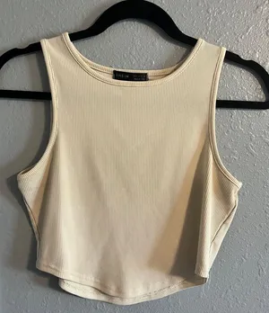 SHEIN Cream Sleeveless Crop Tank Top thumbnail 1