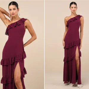 LULU's Bridesmaid Prom Wedding Flowy Romantic Flowy Sexy Chiffon Maxi Dress thumbnail 4