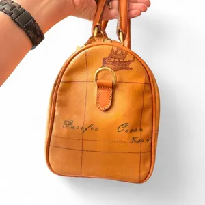 Alviero Martini 1 Classe Geo Classic Boston Bag Map Print Leather Satchel thumbnail 4