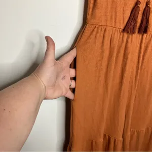 Anthropologie Saturday Sunday ribbed tiered jumpsuit rust‎ colored size XS thumbnail 7