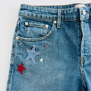 Sundry Blue Jean Shorts with Distressed Embroidered Star Accents Size 29 thumbnail 2