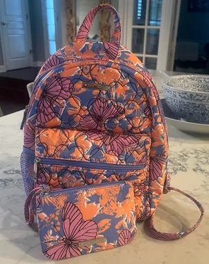 New Betsey Johnson Butterfly Quilted Backpack with Wristlet Set thumbnail 1
