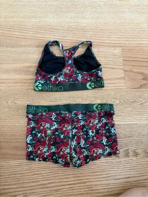Ethika Floral Sports Bra & Boxer Short Set - Black & Red Floral thumbnail 4
