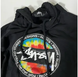 Stüssy Black Rainbow Tie Dye Logo Graphic Pullover Sweater Sweatshirt Hoodie Size S 🌈✨ thumbnail 2