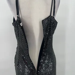 Grace Karin Silver Sequin Dress Sz L Mob Wife Holiday Clubwear Ruched Sparkly thumbnail 7