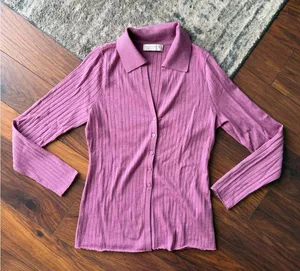 Abercrombie & Fitch Merino Wool Ribbed Button-Up light weight sweater thumbnail 1