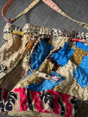 World Market Multicolor Patchwork Drawstring Shoulder Bag thumbnail 8