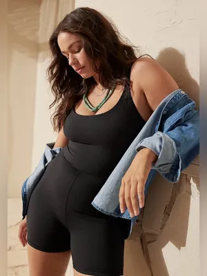 NWT OFFLINE By Aerie The Hugger Scoop 5" Romper thumbnail 1