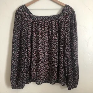 Ann Taylor Loft Floral Square Neck Long Sleeve Lightweight Blouse Top Medium thumbnail 7