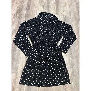 Abercrombie & Fitch Black Polka Dot Long Sleeve Wrap Mini Dress XS Tall thumbnail 4