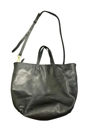 Madewell Zip Top Black Leather Tote Bag Carryall Adjustable Crossbody Minimalist thumbnail 1