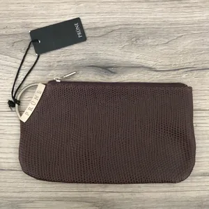 NWT Prune Textured Purple/Brown Zipper Bag Clutch Wristlet thumbnail 1