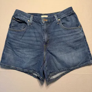 Levi's Cinch Shorts Denim Jean Shorts Blue High Rise 100% Cotton Women Size 32 thumbnail 1