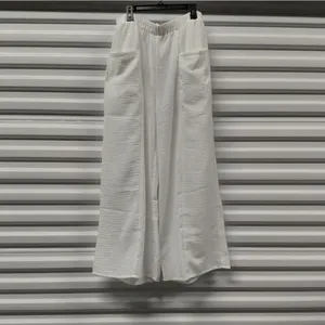 Zenana Women's Pants Size Large White Wide Leg Boho Festival Coastal Vacation thumbnail 3