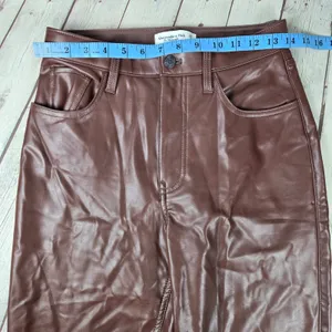 Abercrombie & Fitch 90s Straight Ultra High Rise Faux Leather Pants Brown 27/4S thumbnail 8