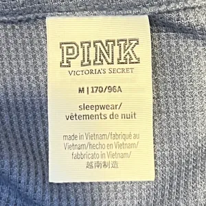 750 | PINK Victoria's Secret Waffle Knit Logo Cropped Sleep Top‎ Blue Womens M thumbnail 5