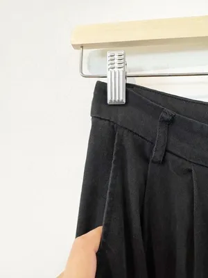 Reformation Petite Mason Pants Size 0 Faded Black Pleated Wide Leg Dark Academia thumbnail 8