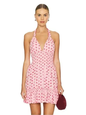 NWT Loveshackfancy Aisling Halter Cotton Mini Ruffle Dress thumbnail 3