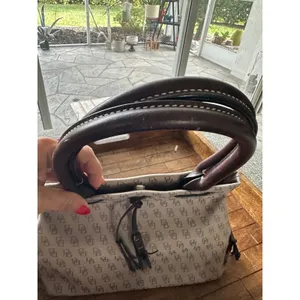 Dooney & Bourke Monogram Canvas Tote Bag Brown Leather‎ Trim Tassel Accent thumbnail 9