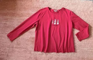 Y2K Hot Cotton Marc Ware L Red Long Sleeve Graphic Tee Made in USA thumbnail 1